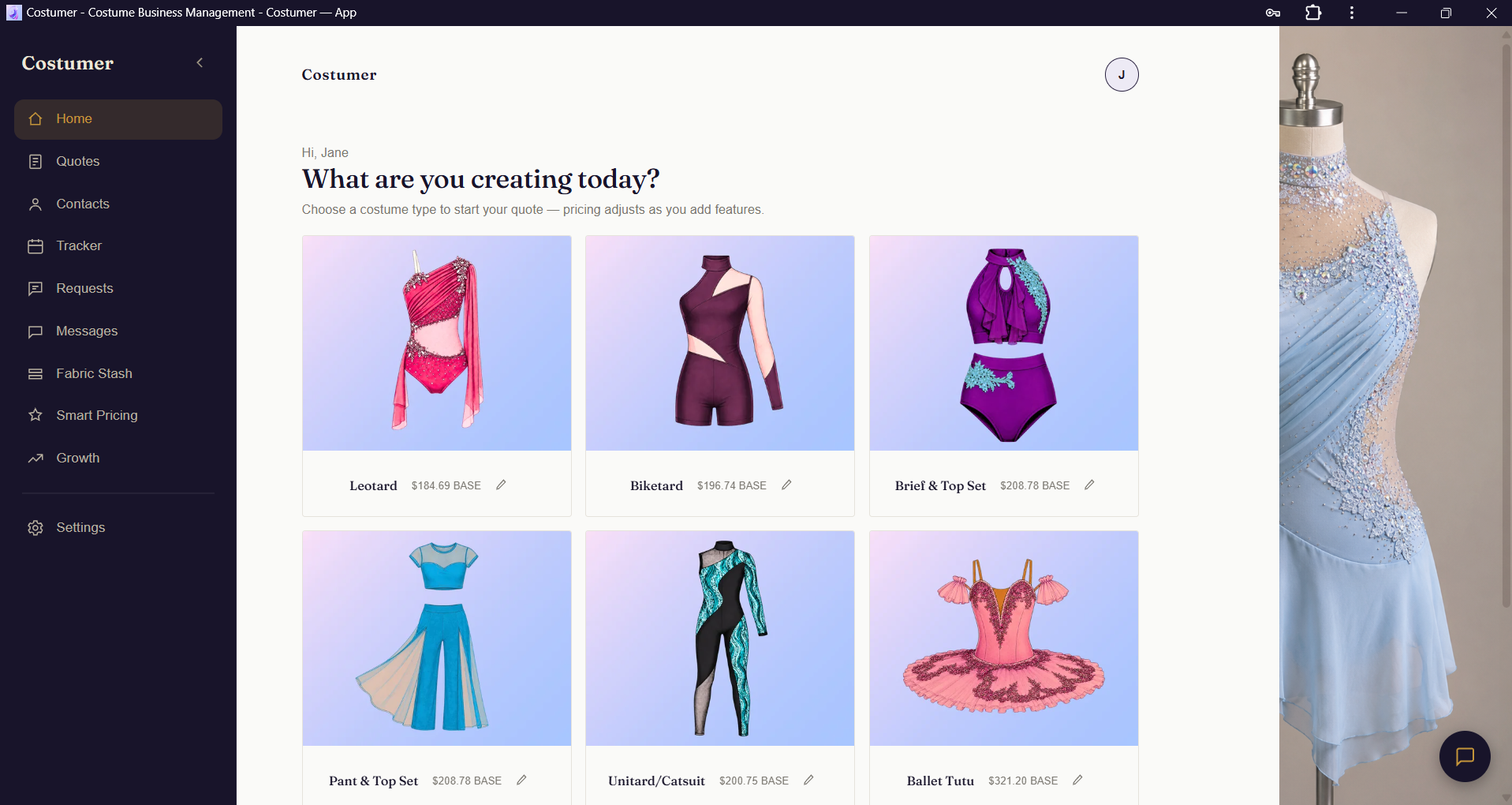Costumer on desktop